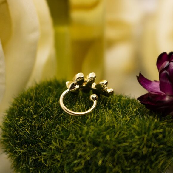 1 Leaf Ear Cuffs, golden, summer, casual, earrings, crystals, swimsuit - Picture 9 of 10